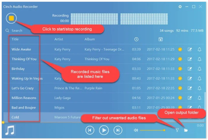 Cinch Audio Recorder grabar spotify podcast mp3