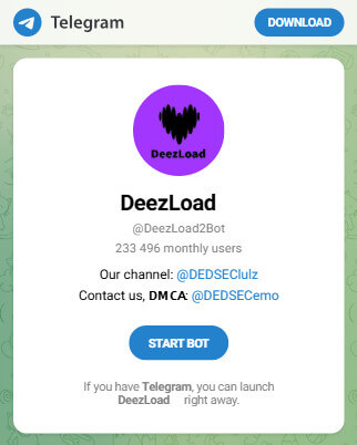 telegram @DeezLoad2Bot para descargar listas de reproducción de Deezer y Spotify