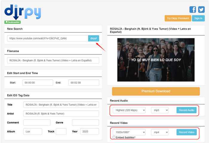 Dirpy: Descarga tus videos de Youtube en MP3 o MP4