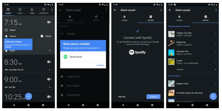 spotify alarma Google Clock