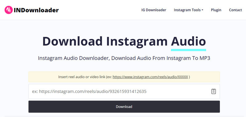 INDownloader – Descargador gratuito de audio de Instagram