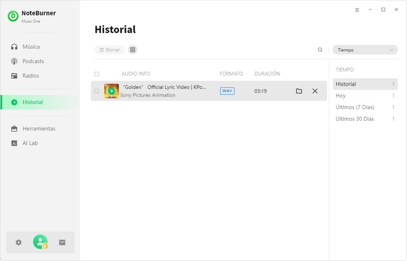 NoteBurner Music One – Convertidor de YouTube a WAV sin pérdida