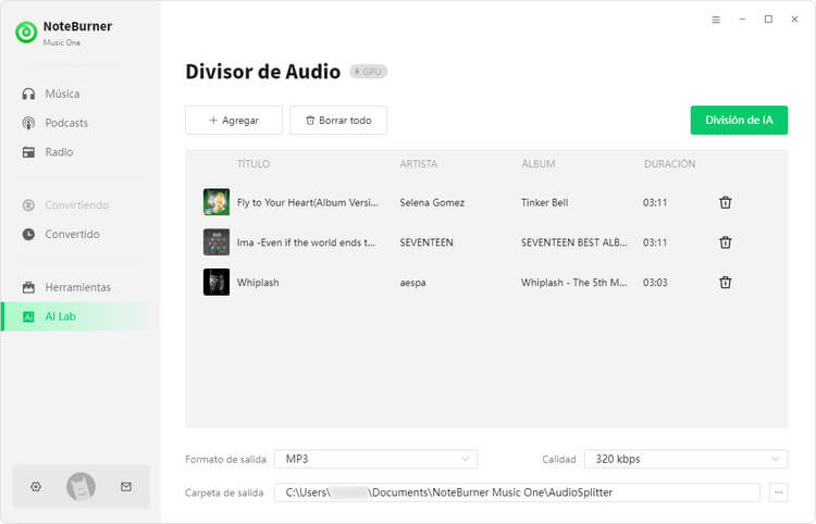 noteburner divisor de audio