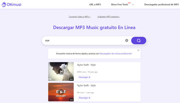 OKmusi: descargar música en MP3 o videos MP4