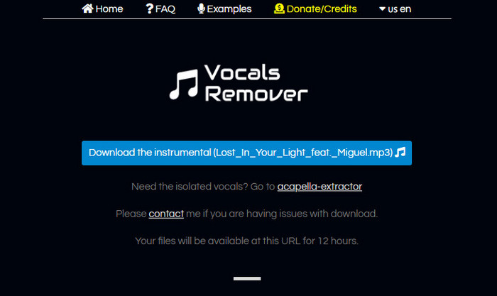 Remove-vocals online quitar la voz de la canción gratis