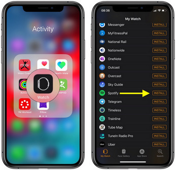 spotify app en apple watch