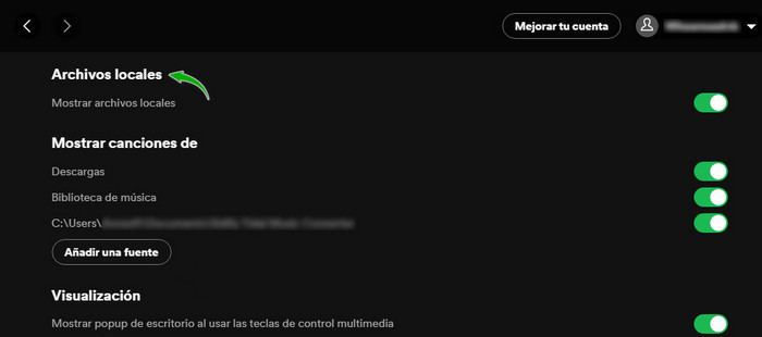 spotify archivos locales