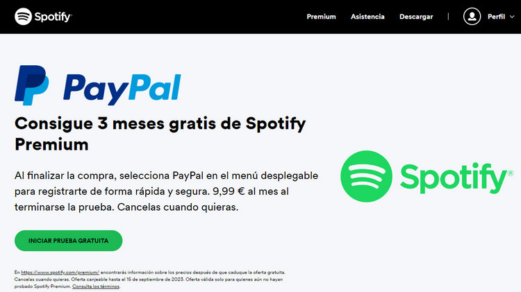 prueba gratuita de spotify premium 3 meses en paypal