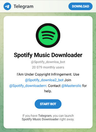 telegram @Spotify_downloa_bot para descargar canciones de spotify