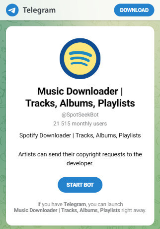 telegram @SpotSeekBot para descargar álbumes de spotify