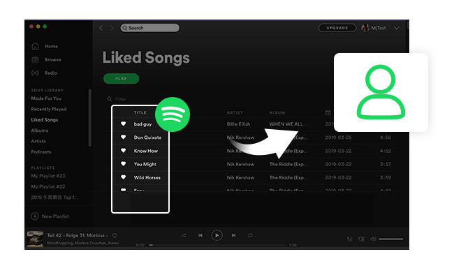 pasar listas de reproducción de Spotify a otra cuenta