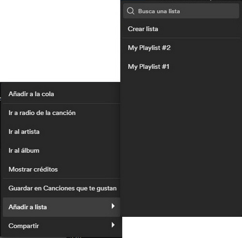 añadir canción a la lista de reproducción de spotify