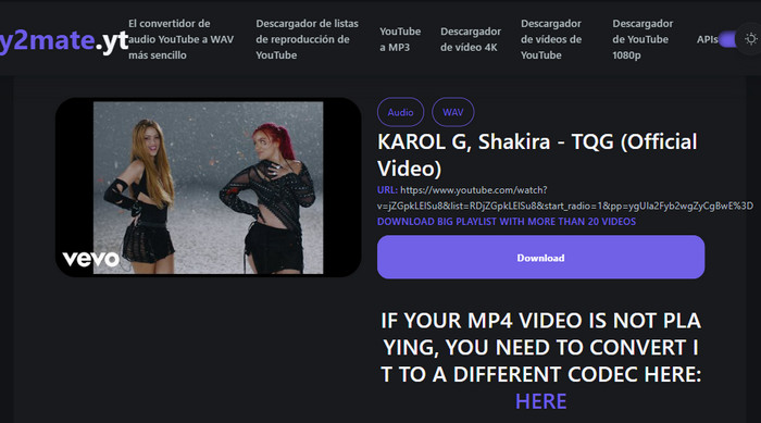 y2mate.yt - El convertidor de audio YouTube a WAV más sencillo