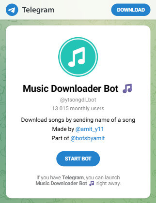 telegram @ytsongdl_bot para descargar música gratis