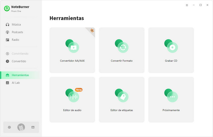 NoteBurner Music One Herramientas