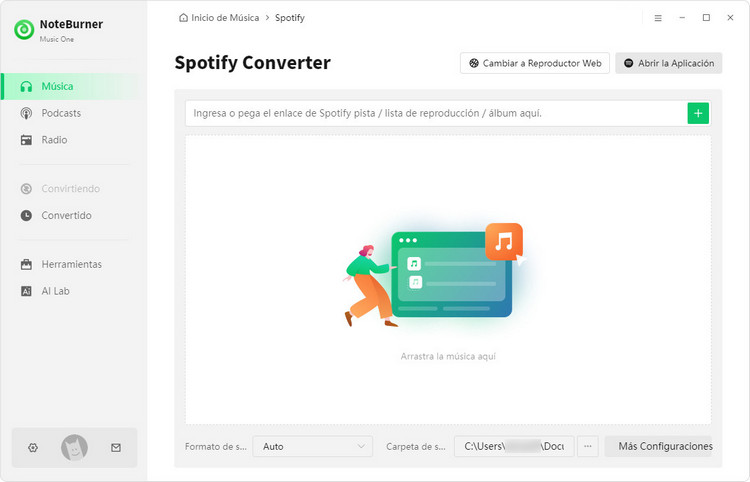 NoteBurner Music One el Modo Aplicación