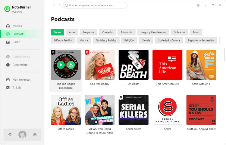 NoteBurner Podcasts gratis