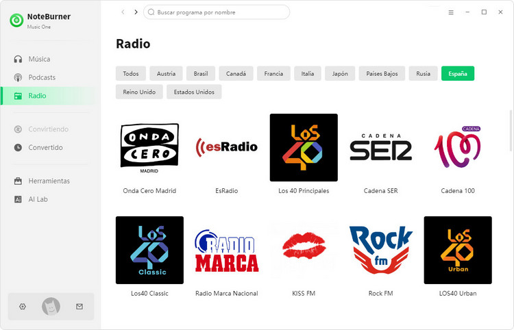 NoteBurner Radios gratis