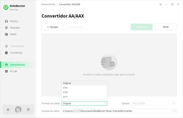 NoteBurner Convierte audiolibros de Audible a MP3