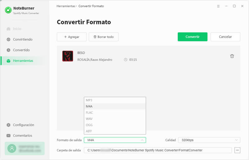 Convertir el formato de música de Spotify