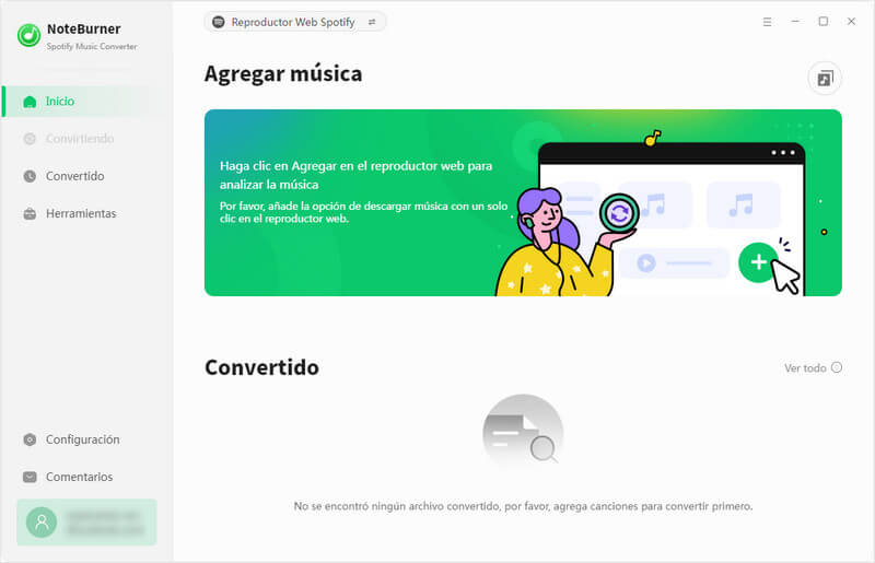 interfaz modo Spotify Reproductor Web